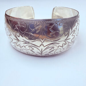 BIG Thorn Embrace Filigree Etched 925 Sterling Silver 29MM VTG Cuff Bracelet